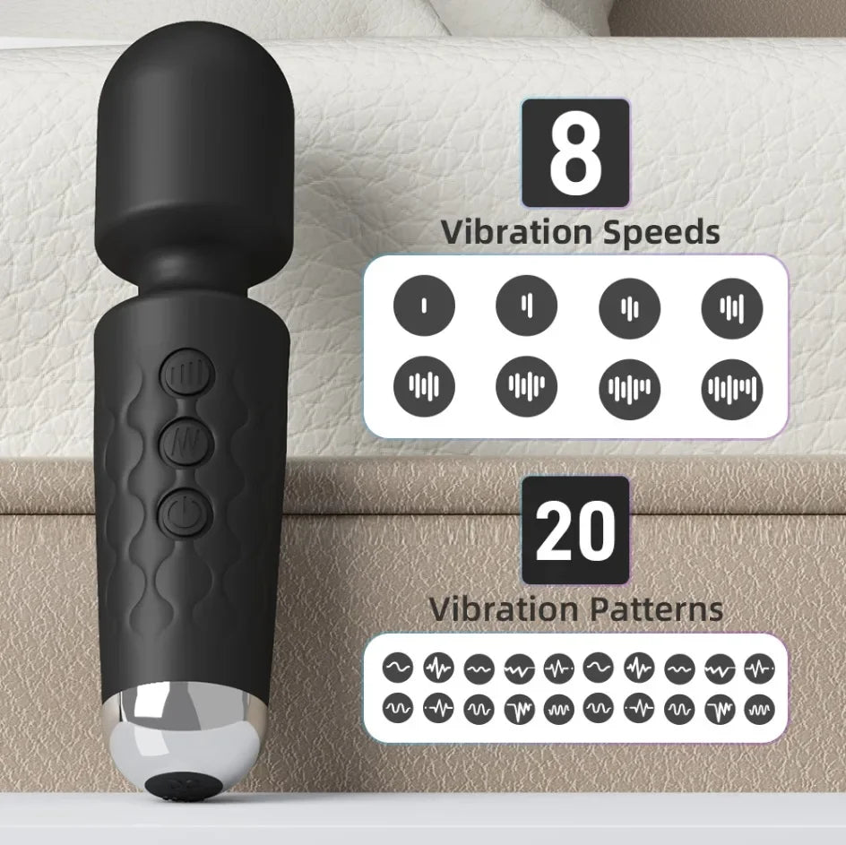 Mini Rechargeable Wand Massager with 20 Vibration Modes