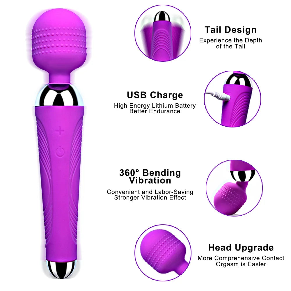 Rechargeable Wand Massager with Textured Flexible Head