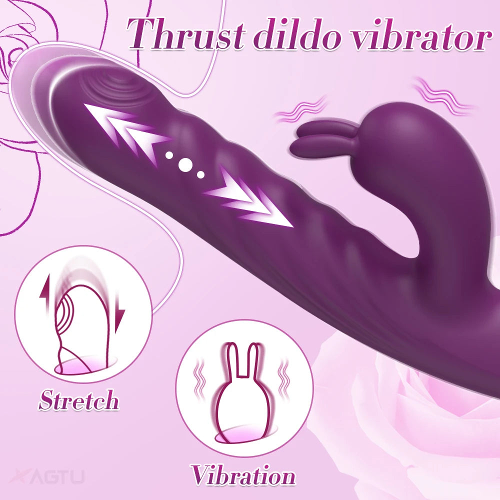 Thrusting Rabbit Massager with 20 Vibration Modes