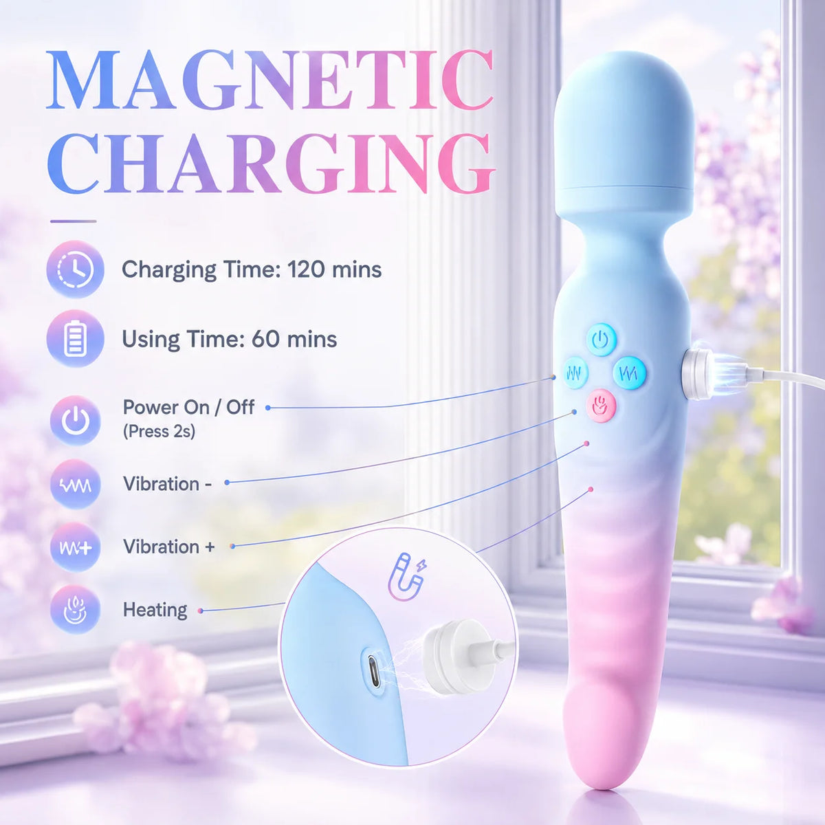 3-in-1 Wand Massager with Dual-Zone Stimulation