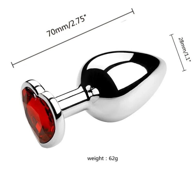 Stainless Steel Plug Set with Heart-Shaped Crystal Base