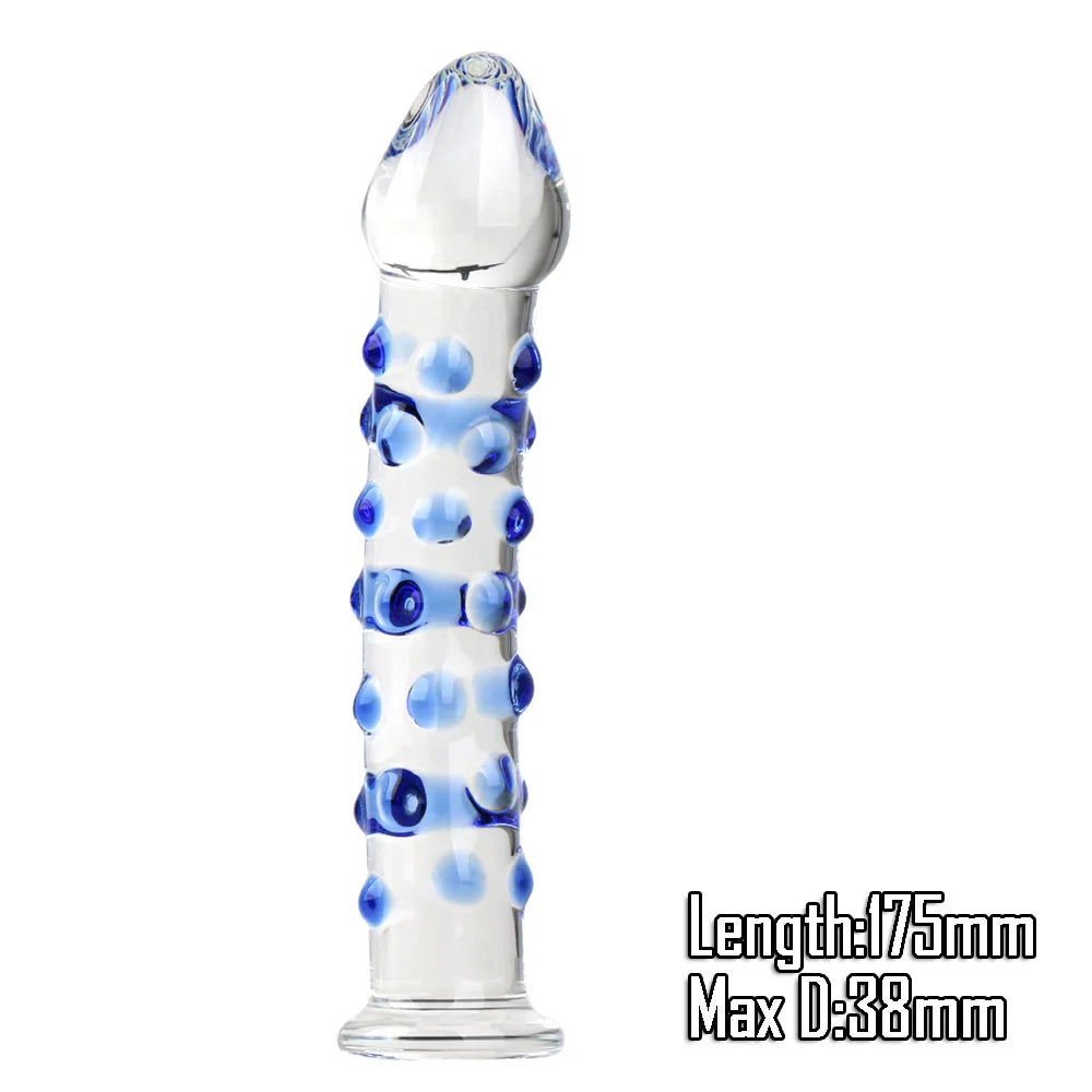 Beaded Pyrex Glass Massager with Curved Shaft