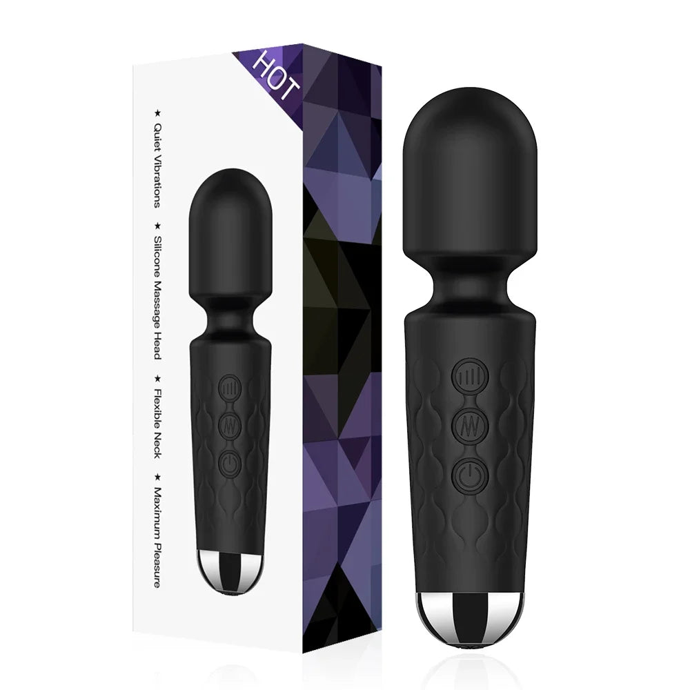 Mini Rechargeable Wand Massager with 20 Vibration Modes