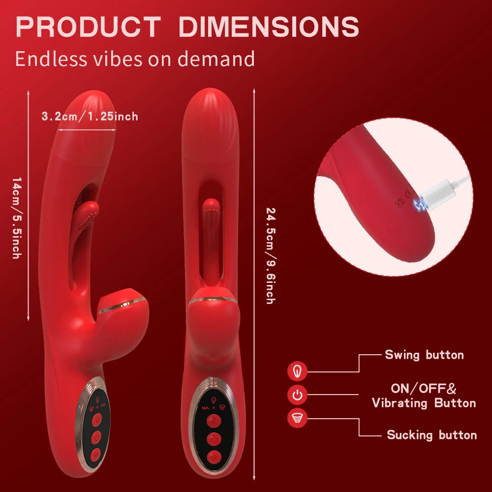 Multi-Function Rabbit Massager with Suction & Vibration