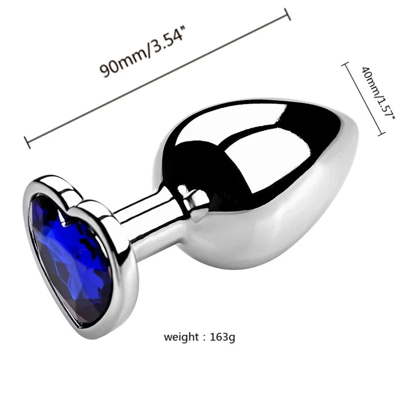Stainless Steel Plug Set with Heart-Shaped Crystal Base