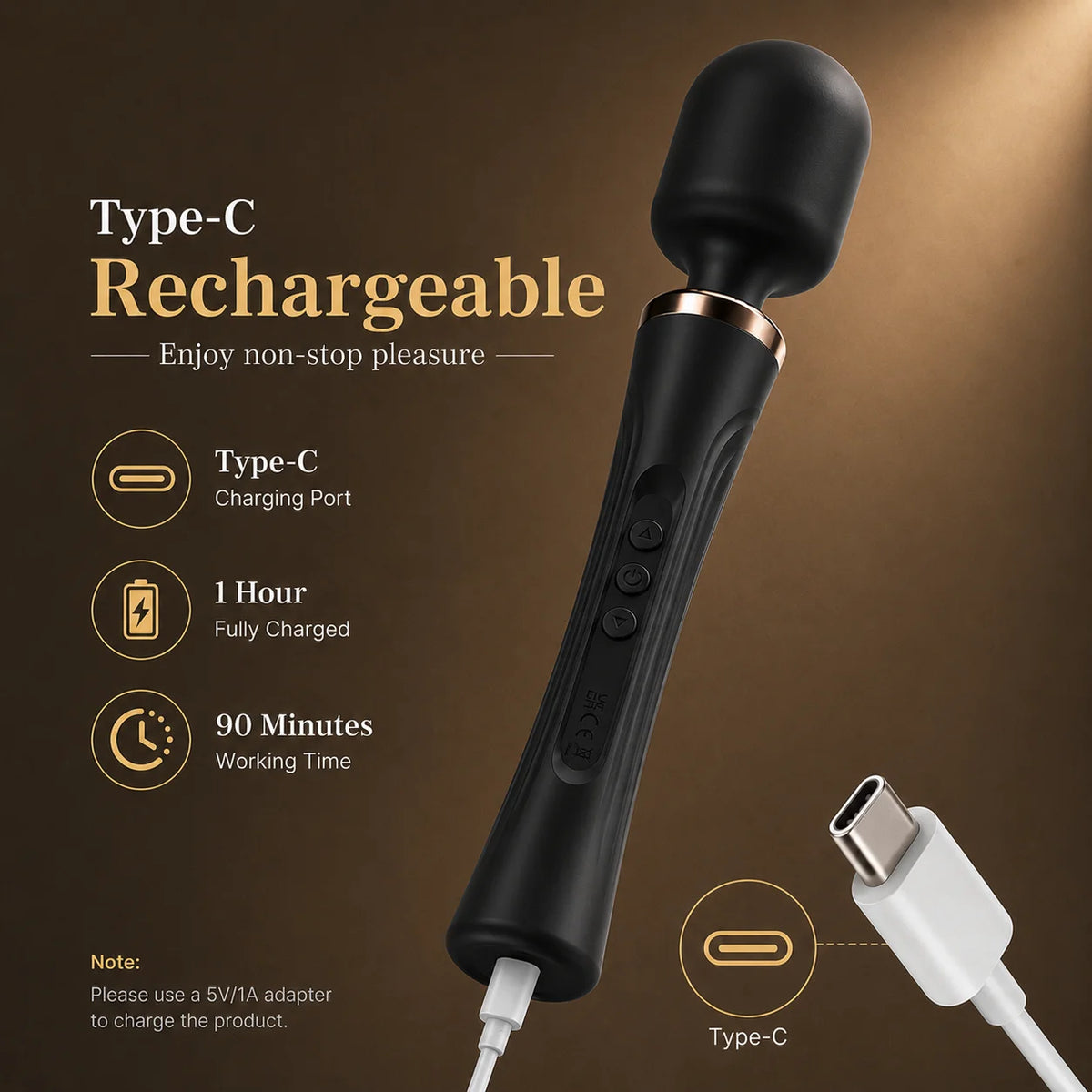 Extra-Large Rechargeable Wand Massager – 29 cm