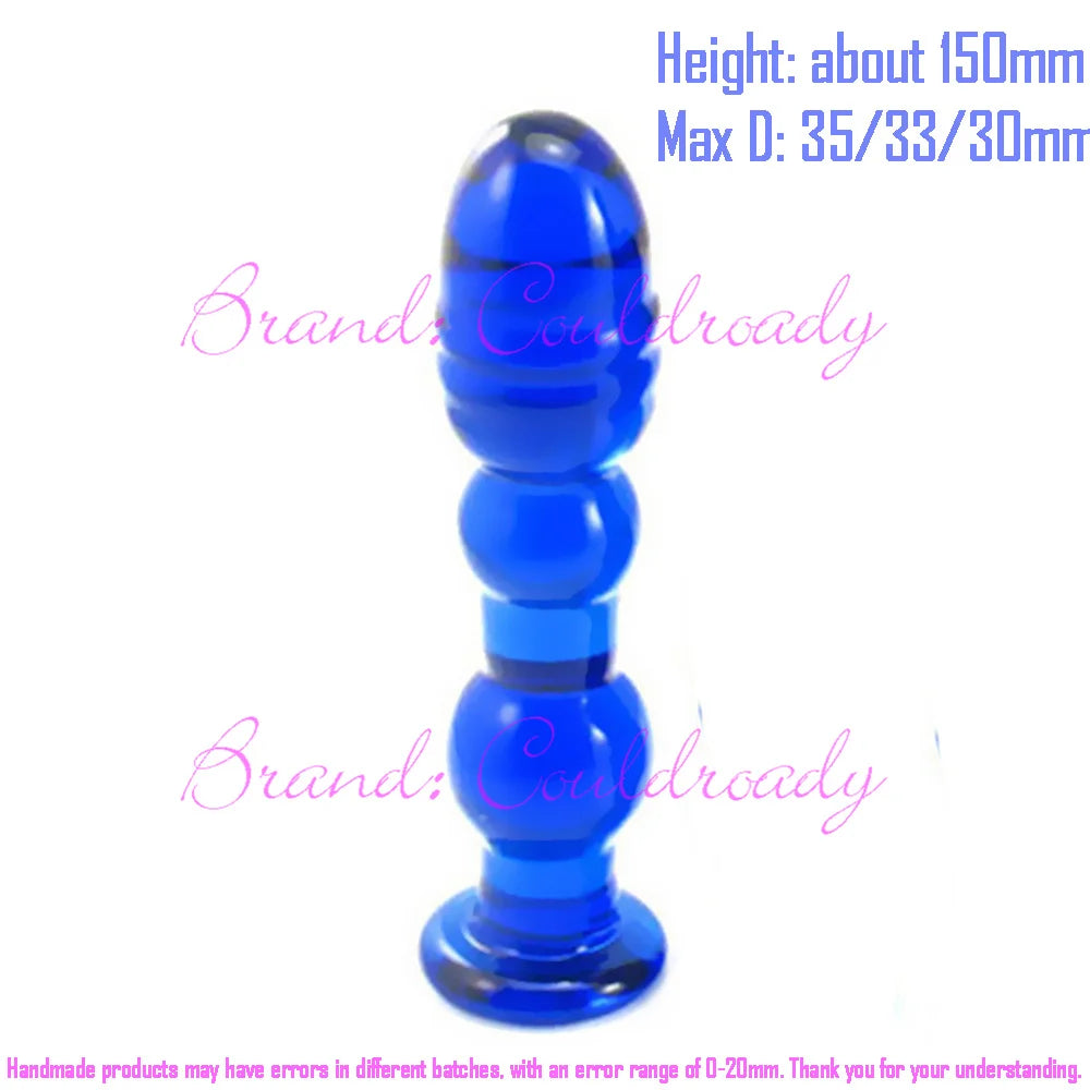 Beaded Pyrex Glass Massager with Curved Shaft