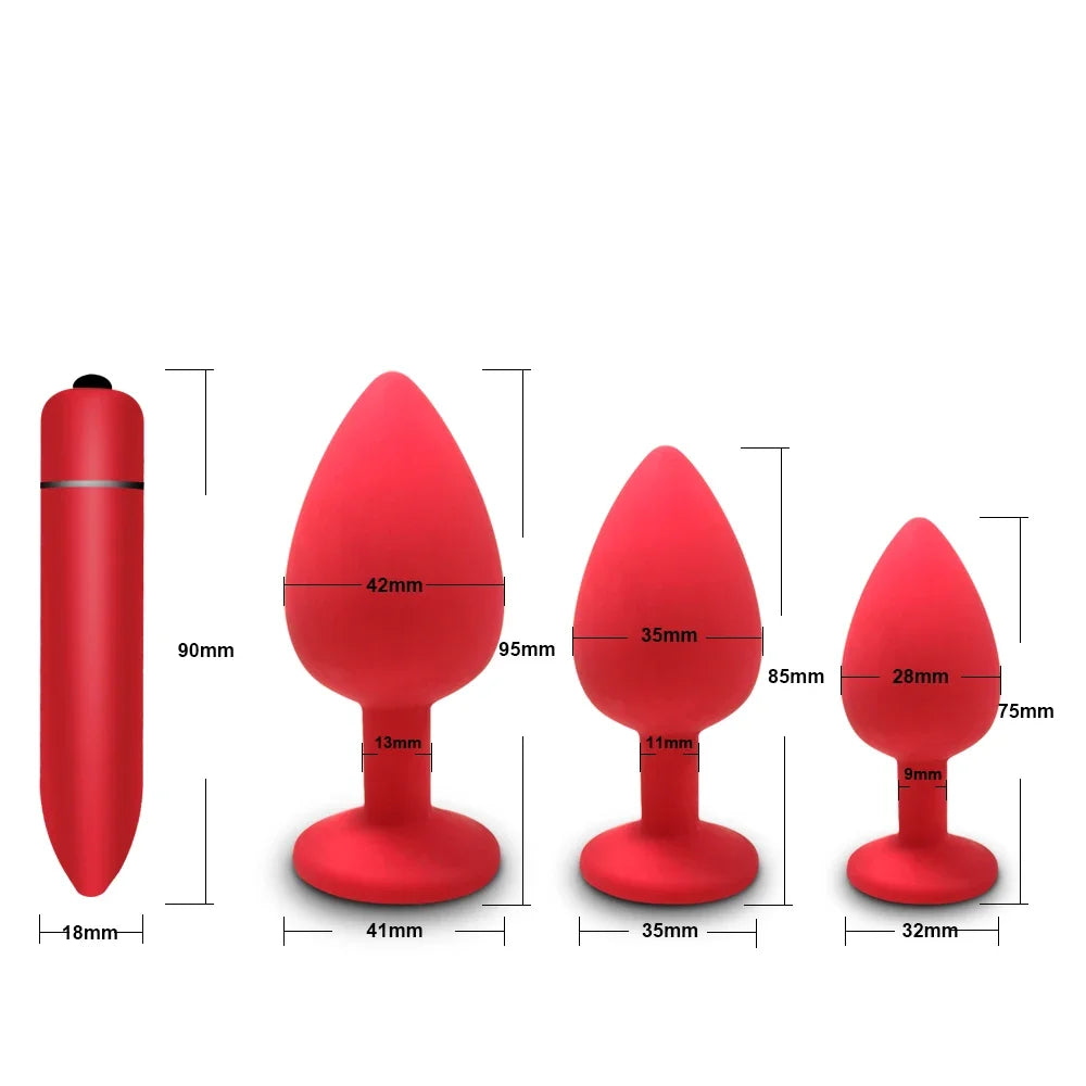 Silicone Plug Set with Crystal Flared Bases