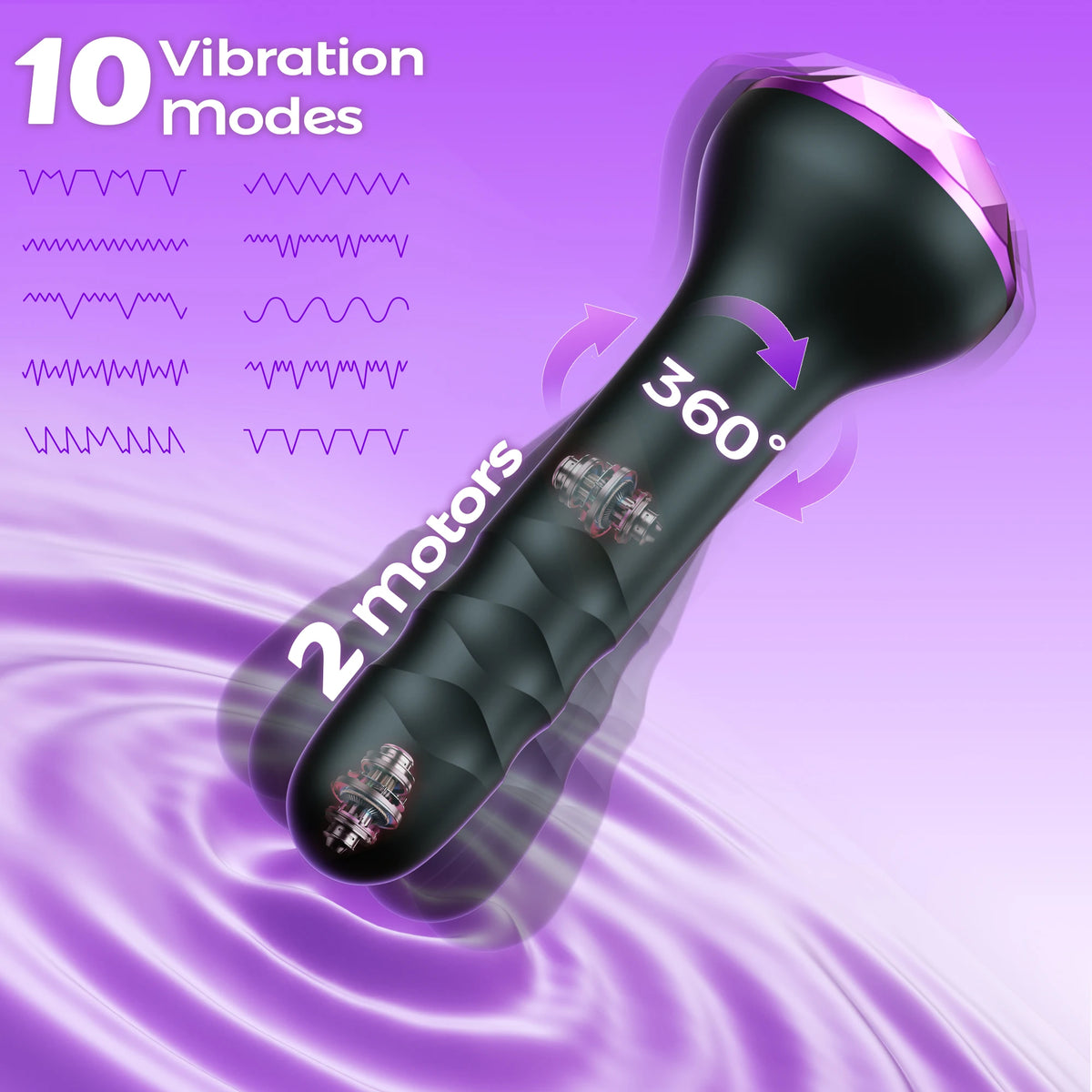 360° Rotating Vibrating Plug with 10 Modes