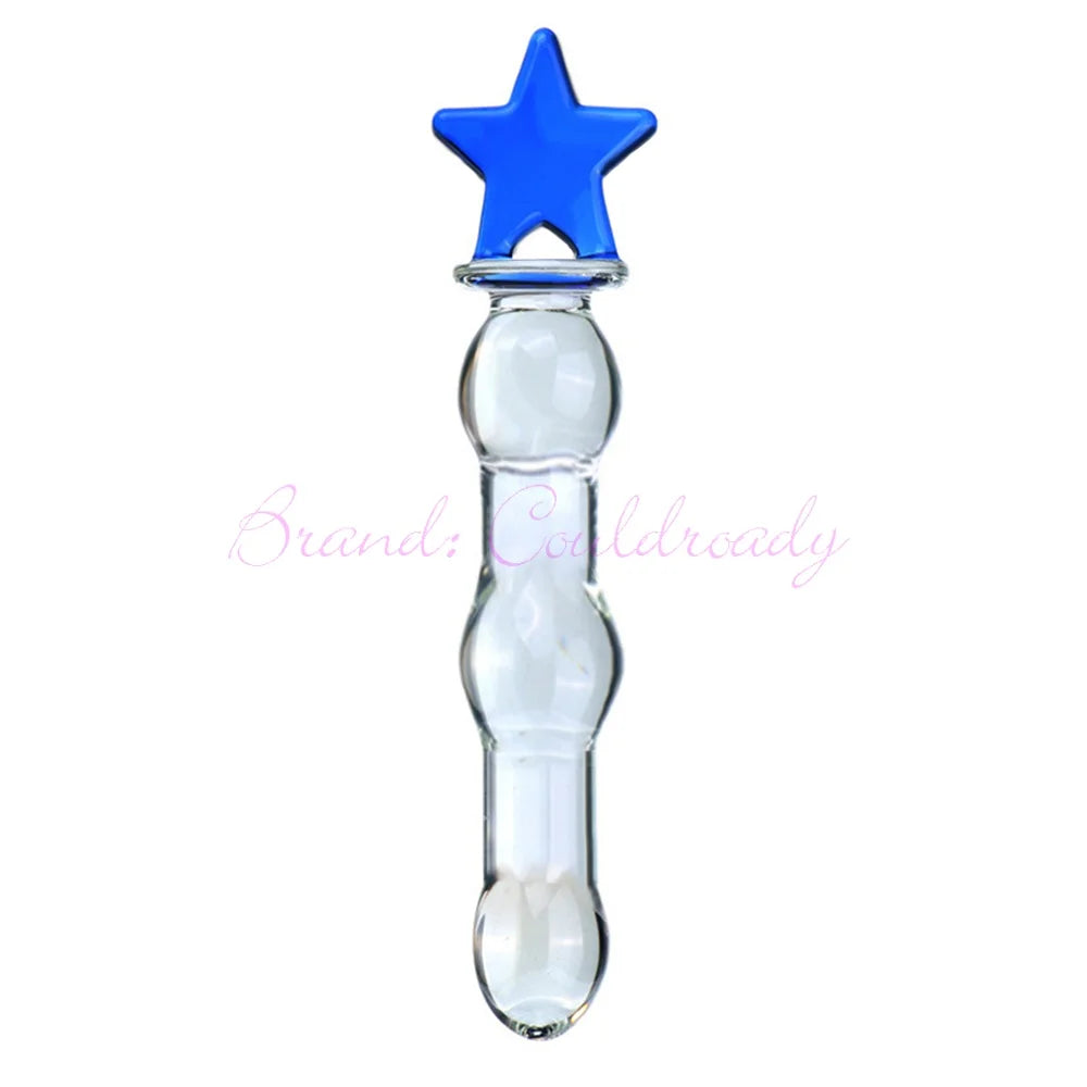 Beaded Pyrex Glass Massager with Curved Shaft