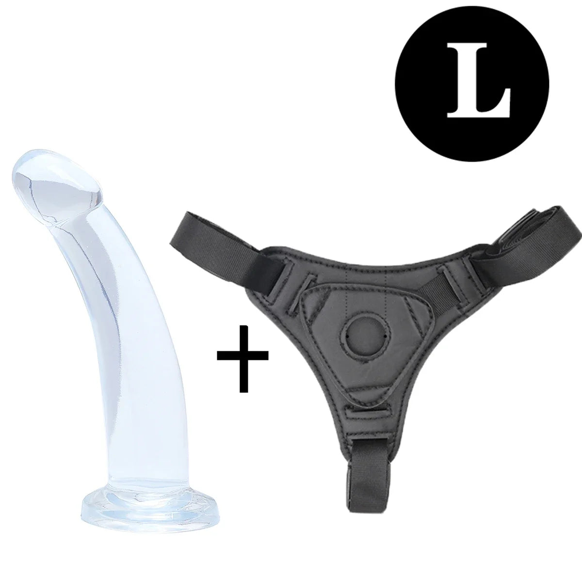 Adjustable Strap-On Harness with Curved Silicone Massager