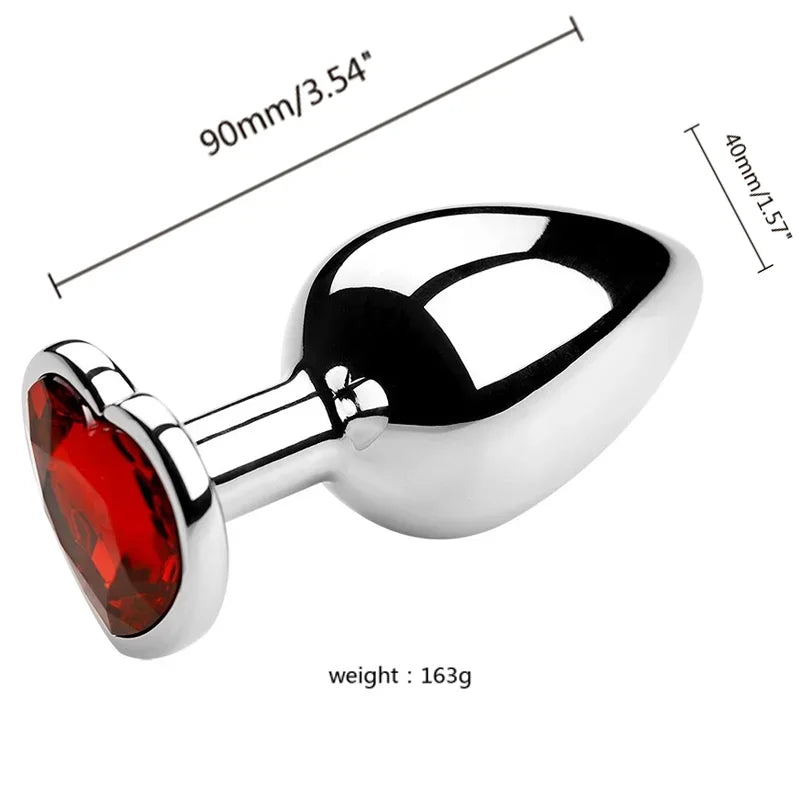 Stainless Steel Plug Set with Heart-Shaped Crystal Base
