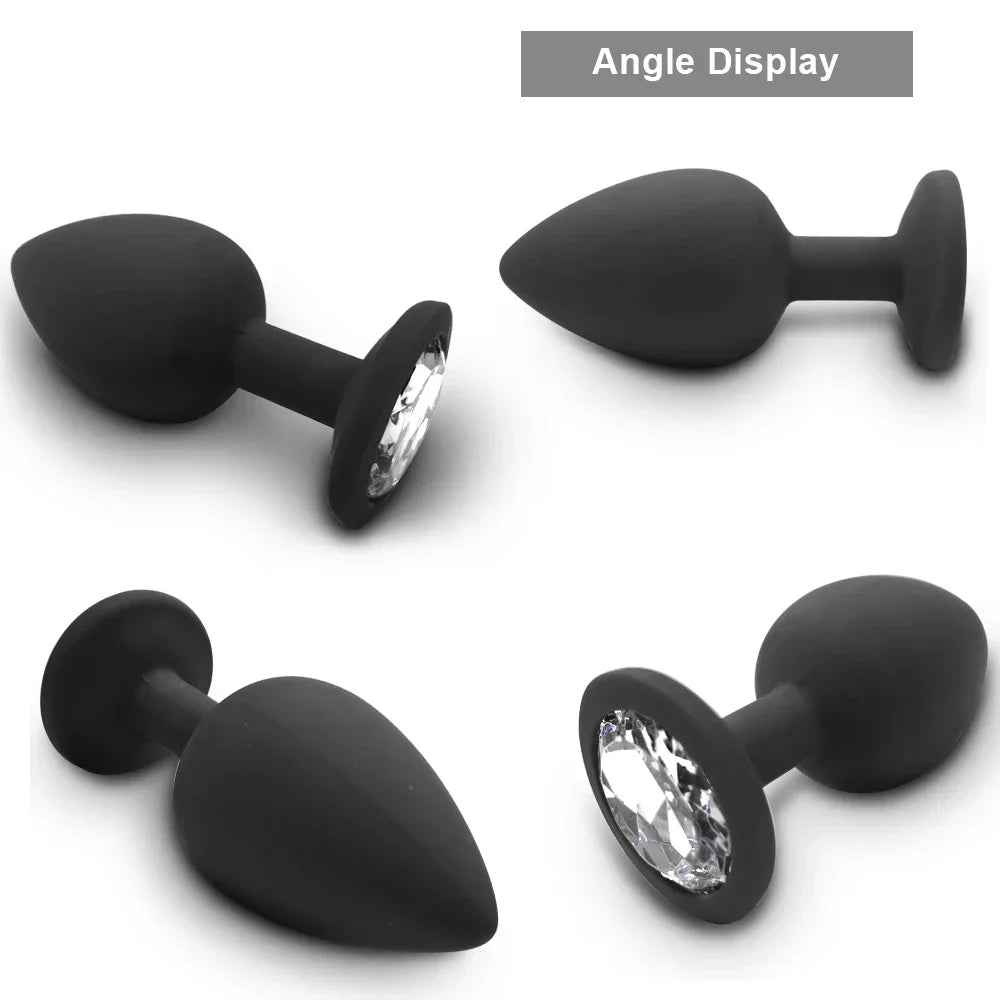 Silicone Plug Set with Crystal Flared Bases