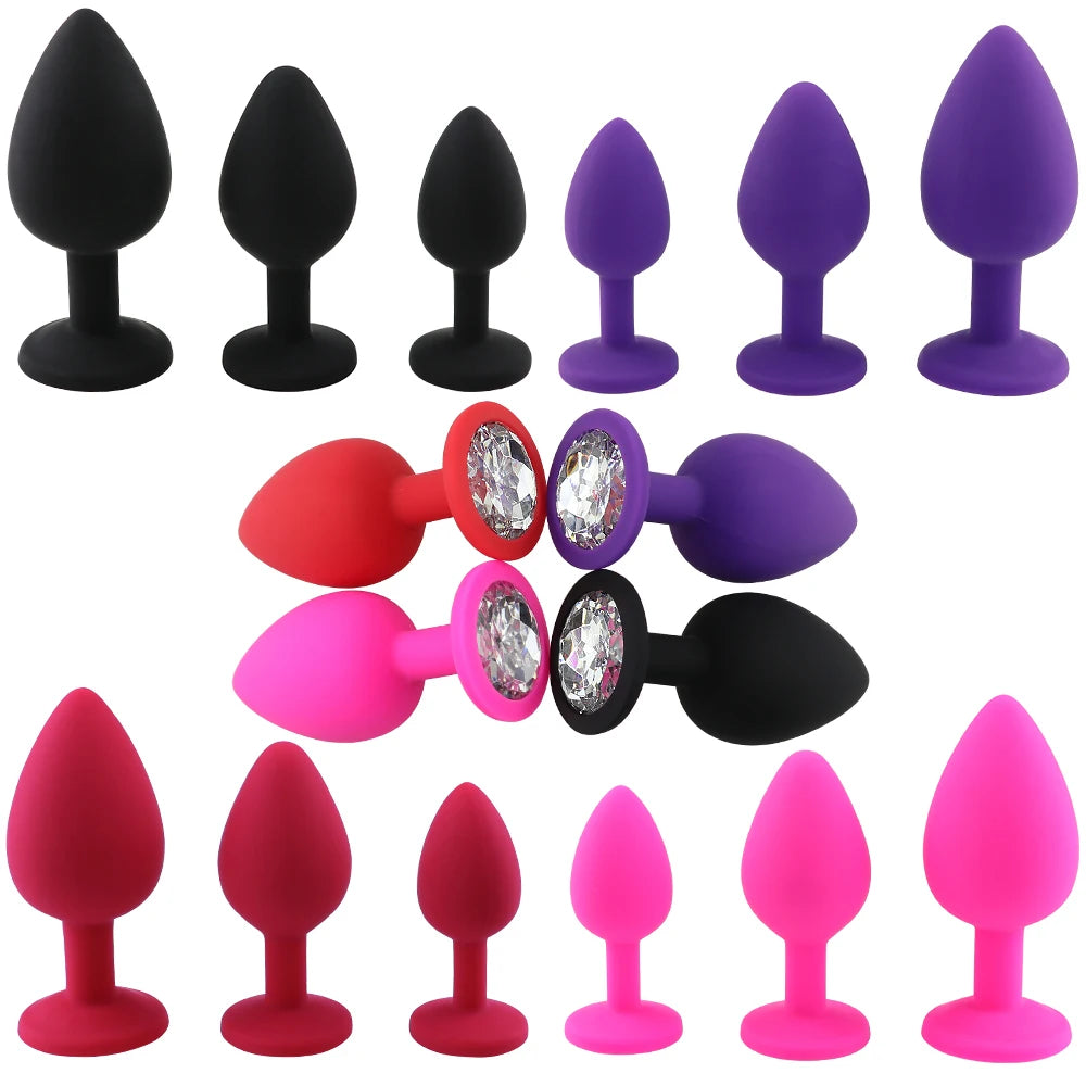 Silicone Plug Set with Crystal Flared Bases