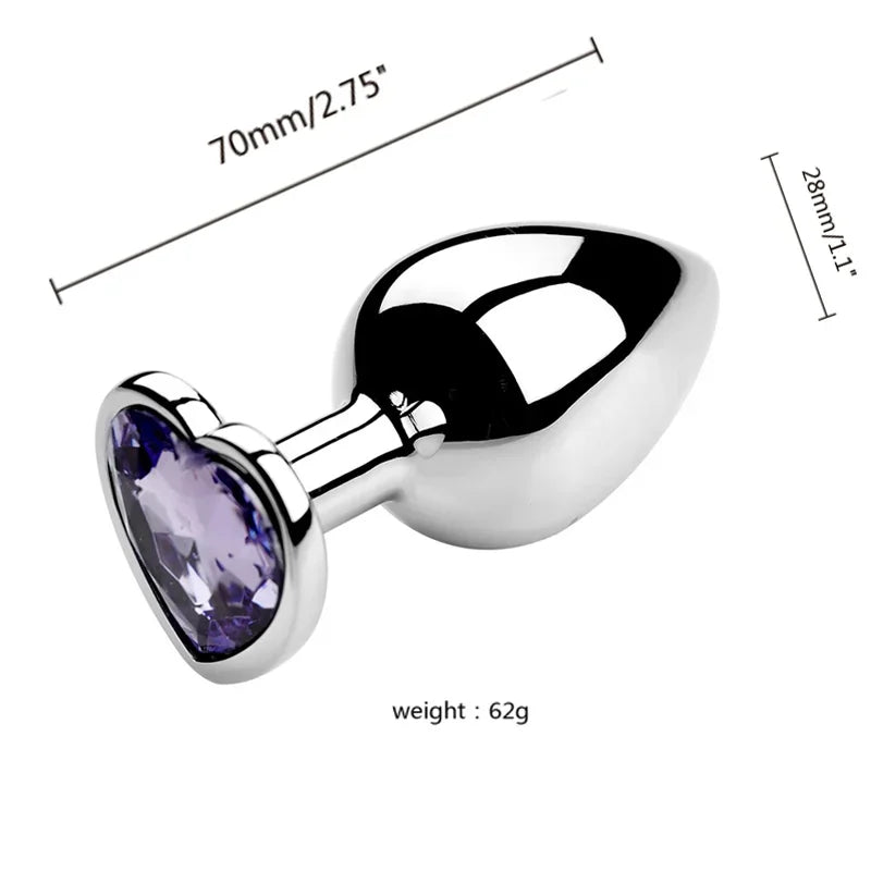 Stainless Steel Plug Set with Heart-Shaped Crystal Base