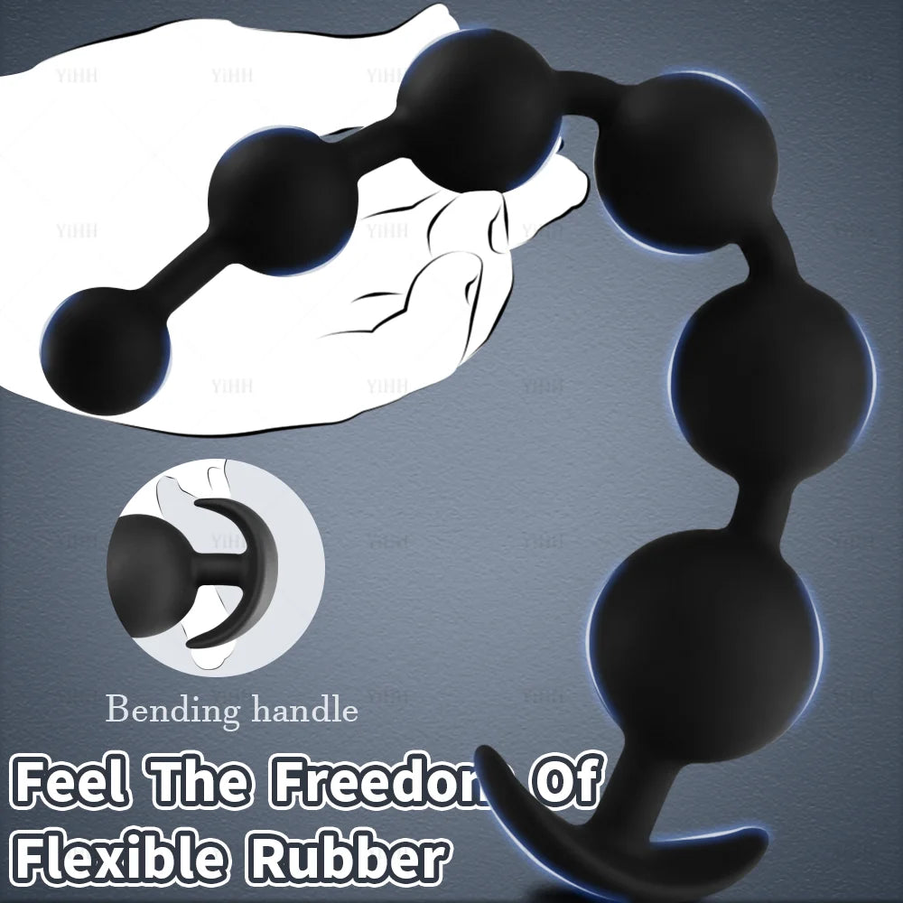 Flexible Silicone Beaded Massager with Flared Base