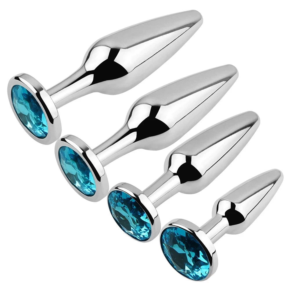 Stainless Steel Plug Set with Crystal Flared Bases
