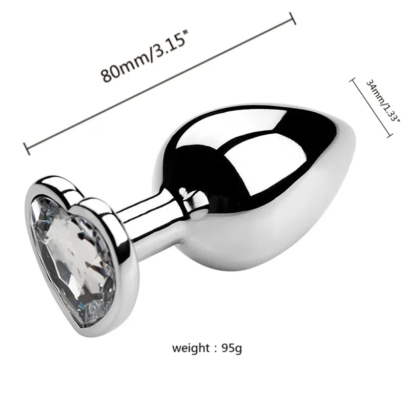 Stainless Steel Plug Set with Heart-Shaped Crystal Base