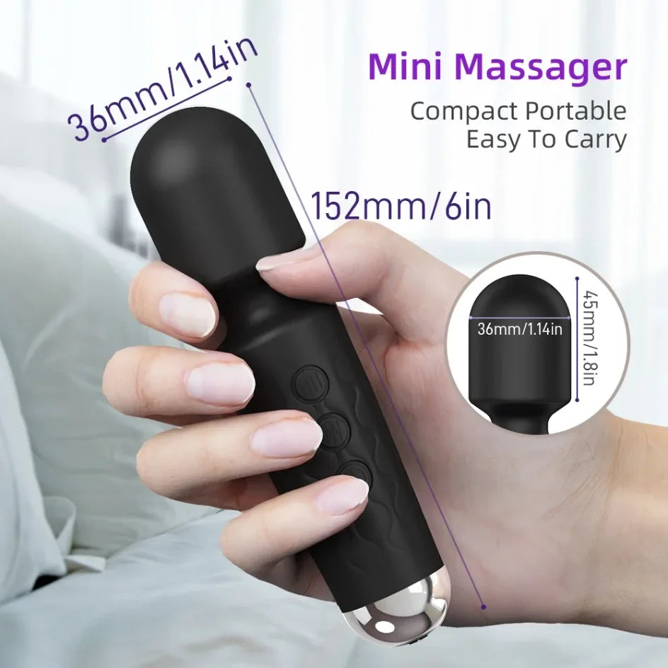 Mini Rechargeable Wand Massager with 20 Vibration Modes