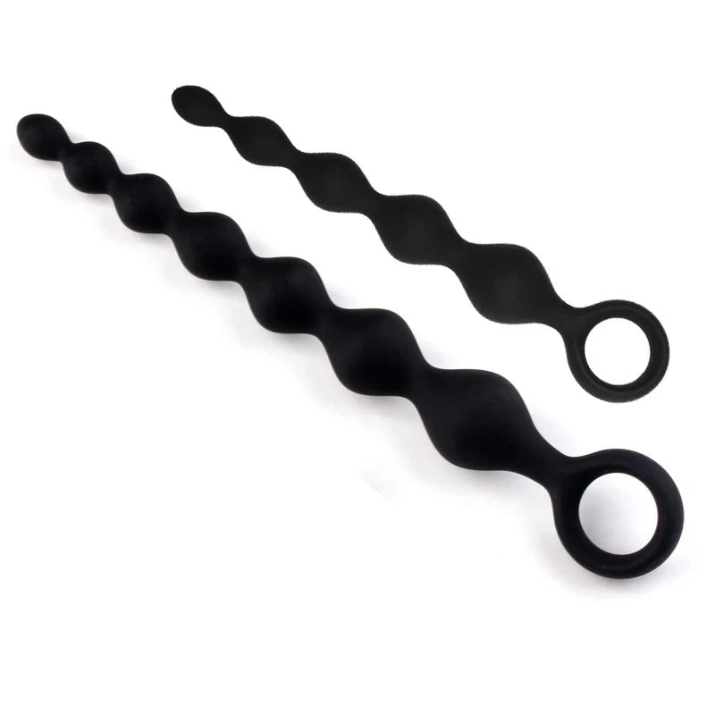 Flexible Silicone Beaded Massager with Ring Handle