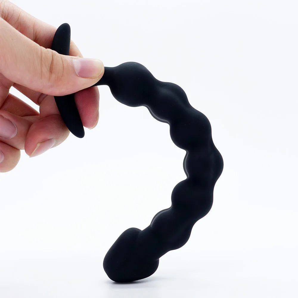 Flexible Silicone Beaded Massager with Flared Base