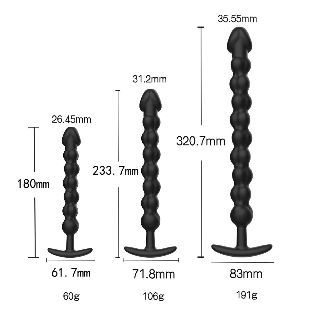 Flexible Silicone Beaded Massager with Flared Base