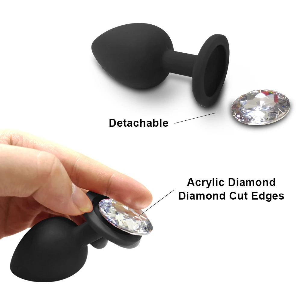 Silicone Plug Set with Crystal Flared Bases
