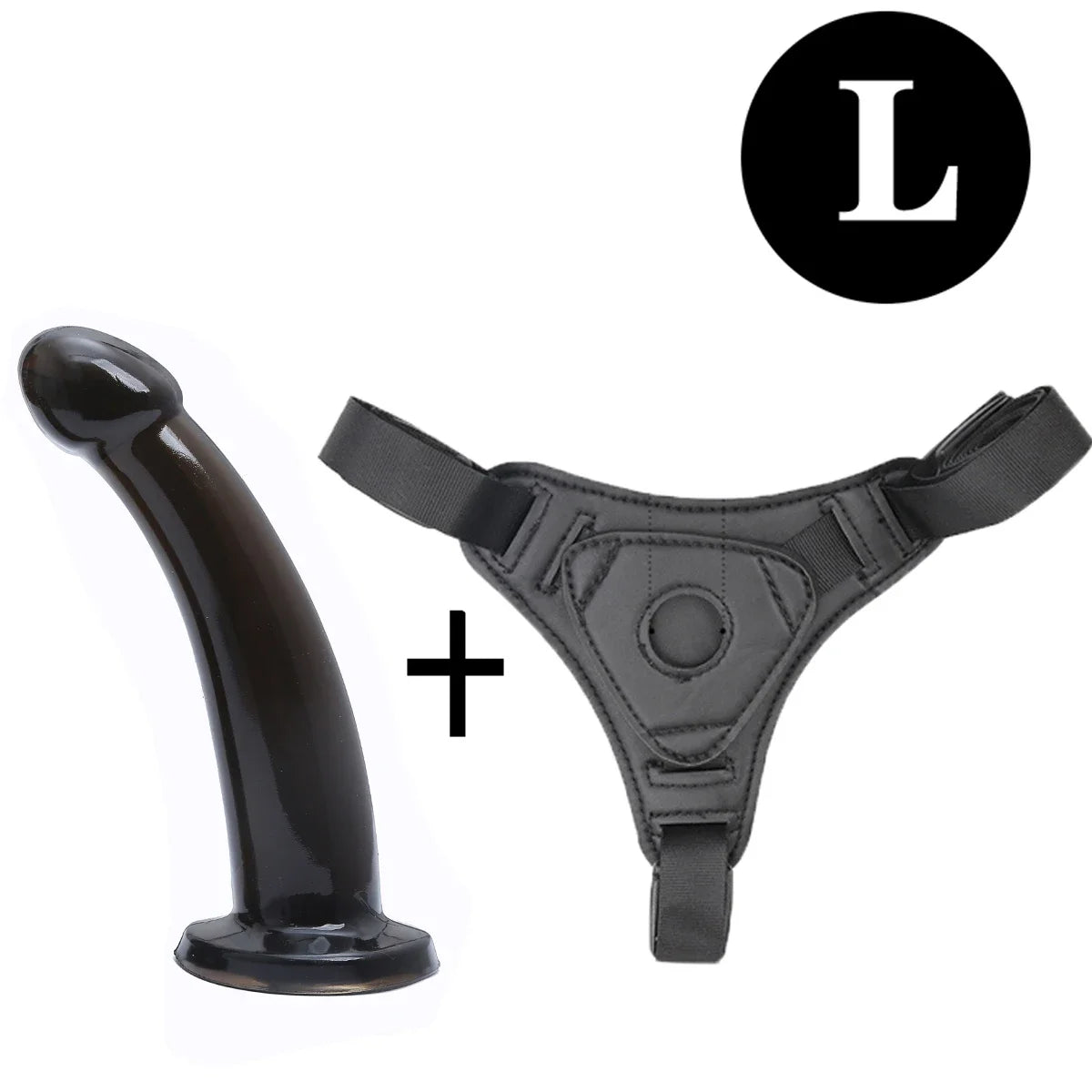 Adjustable Strap-On Harness with Curved Silicone Massager
