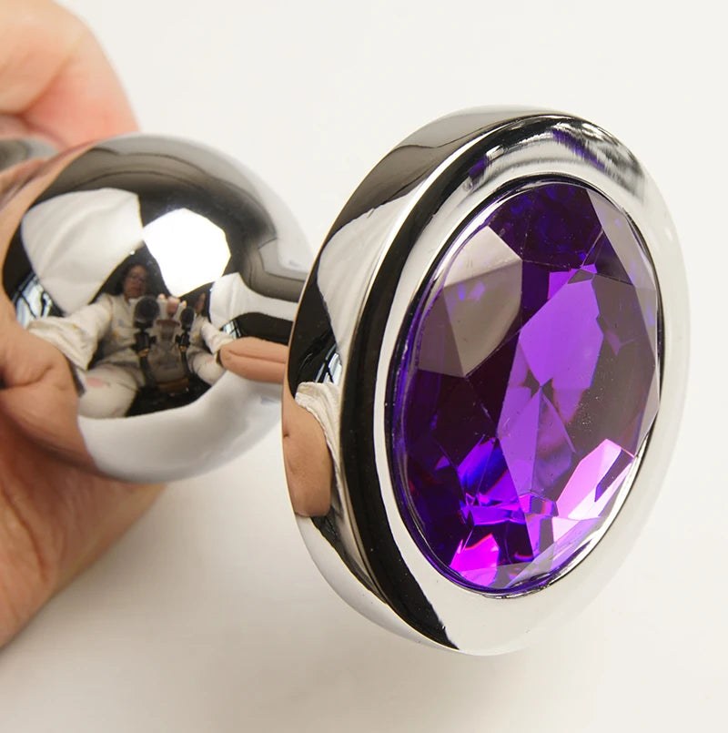 Metal Beaded Plug with Crystal Flared Base