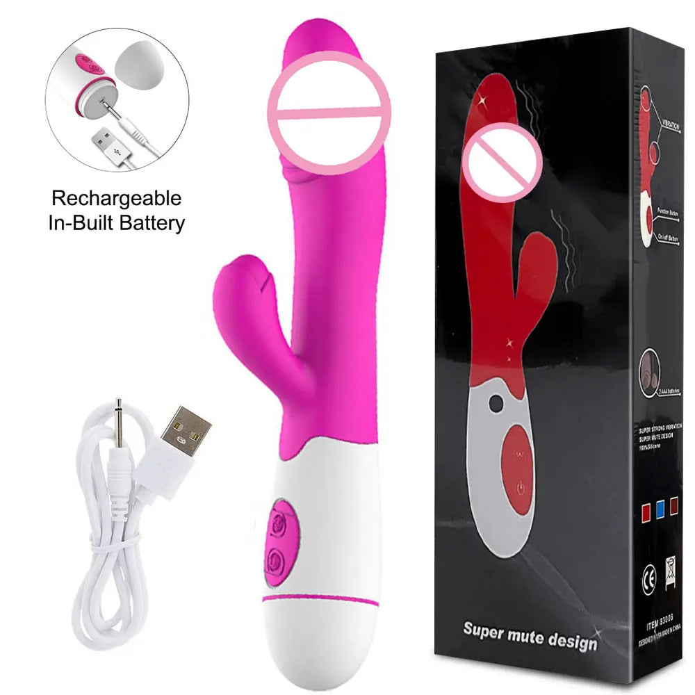 Rechargeable Rabbit Massager with 30 Vibration Modes