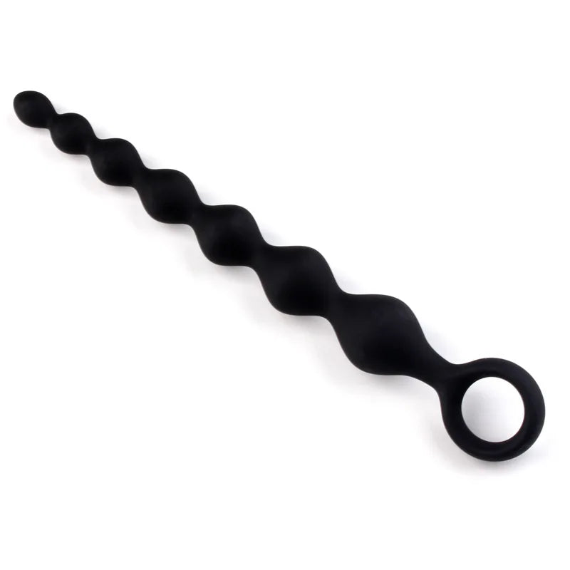 Flexible Silicone Beaded Massager with Ring Handle