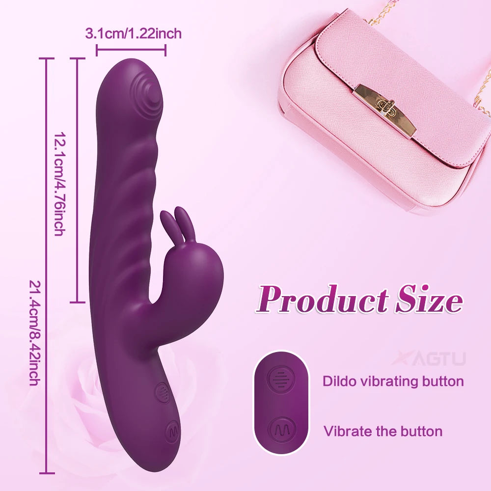 Thrusting Rabbit Massager with 20 Vibration Modes