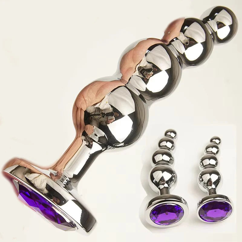Metal Beaded Plug with Crystal Flared Base