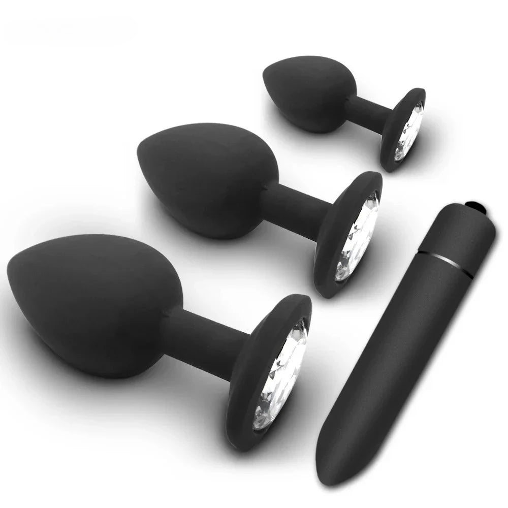 Silicone Plug Set with Crystal Flared Bases