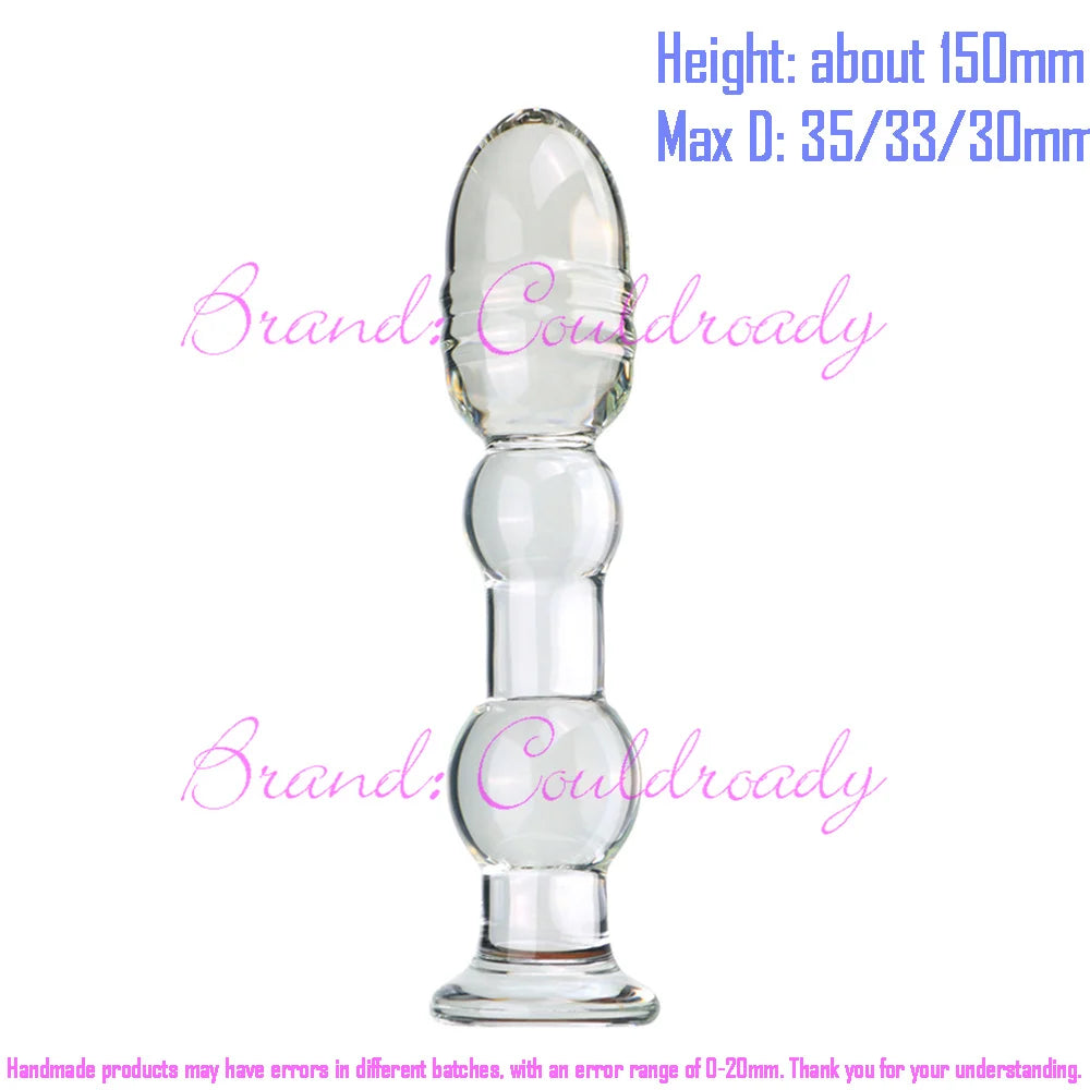 Beaded Pyrex Glass Massager with Curved Shaft