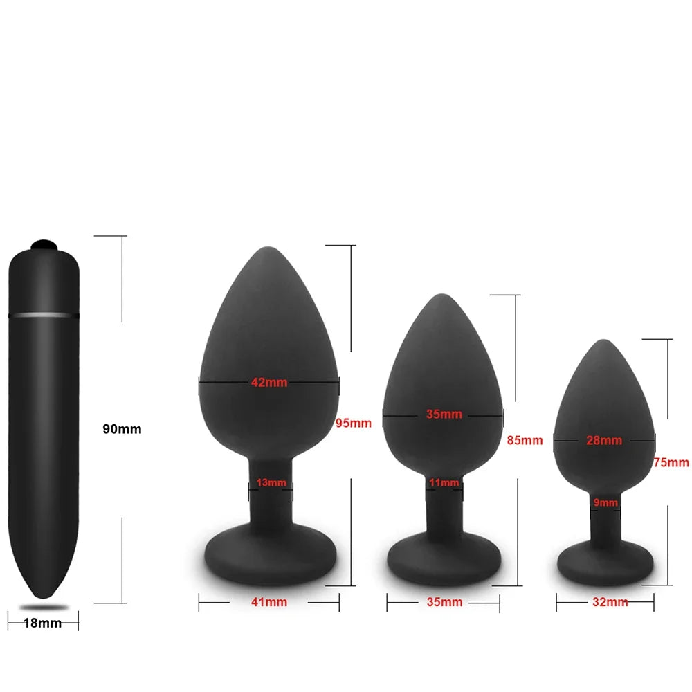 Silicone Plug Set with Crystal Flared Bases