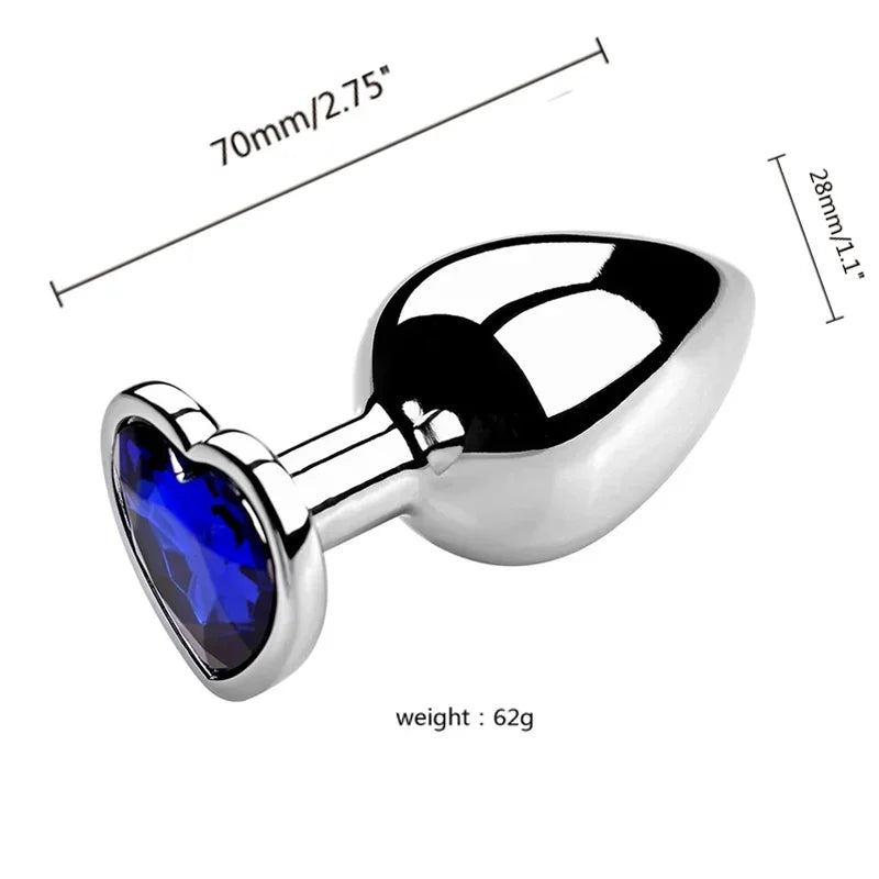 Stainless Steel Plug Set with Heart-Shaped Crystal Base