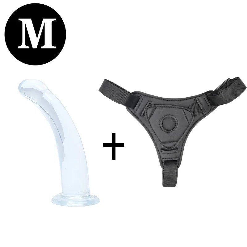 Adjustable Strap-On Harness with Curved Silicone Massager