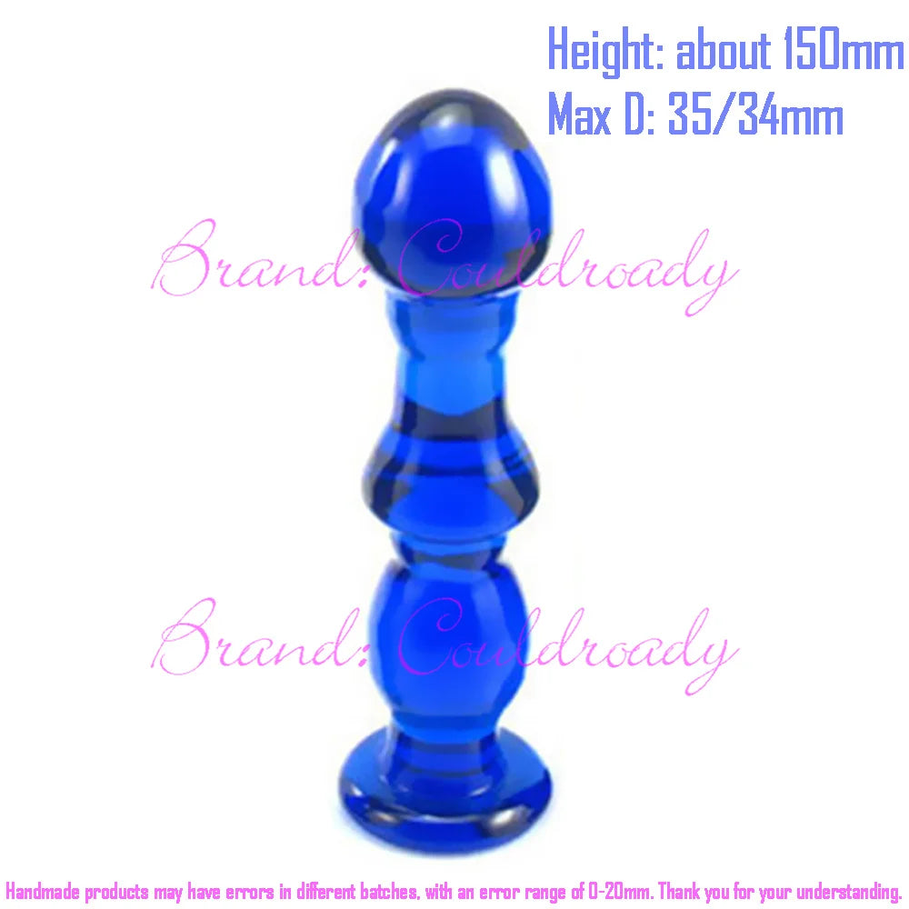 Beaded Pyrex Glass Massager with Curved Shaft