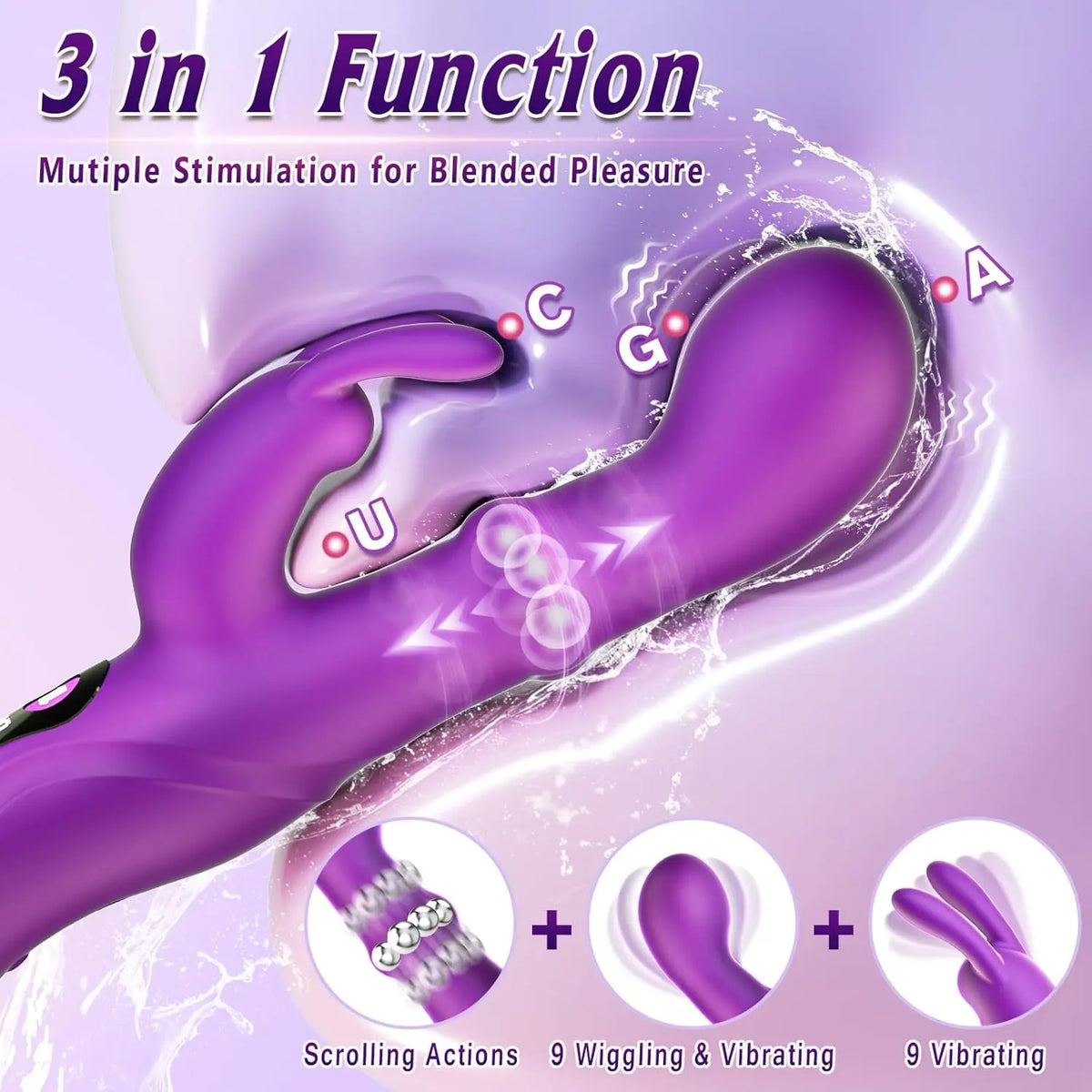 3-in-1 Swing Rabbit Massager with Digital Display