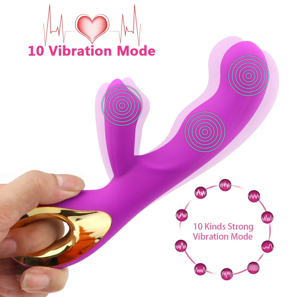 Dual-Motor Rabbit Massager with Curved Design