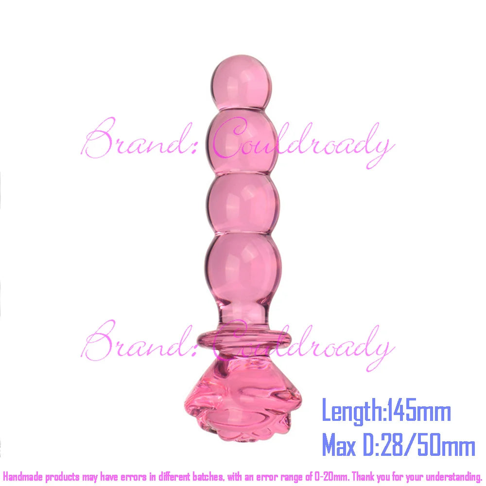 Beaded Pyrex Glass Massager with Curved Shaft