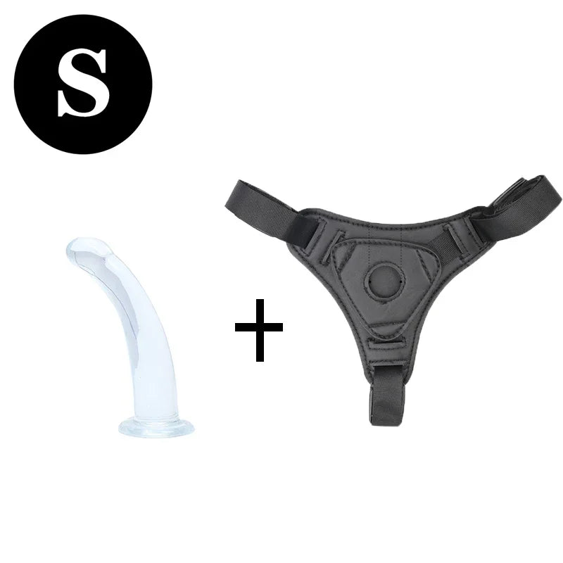 Adjustable Strap-On Harness with Curved Silicone Massager