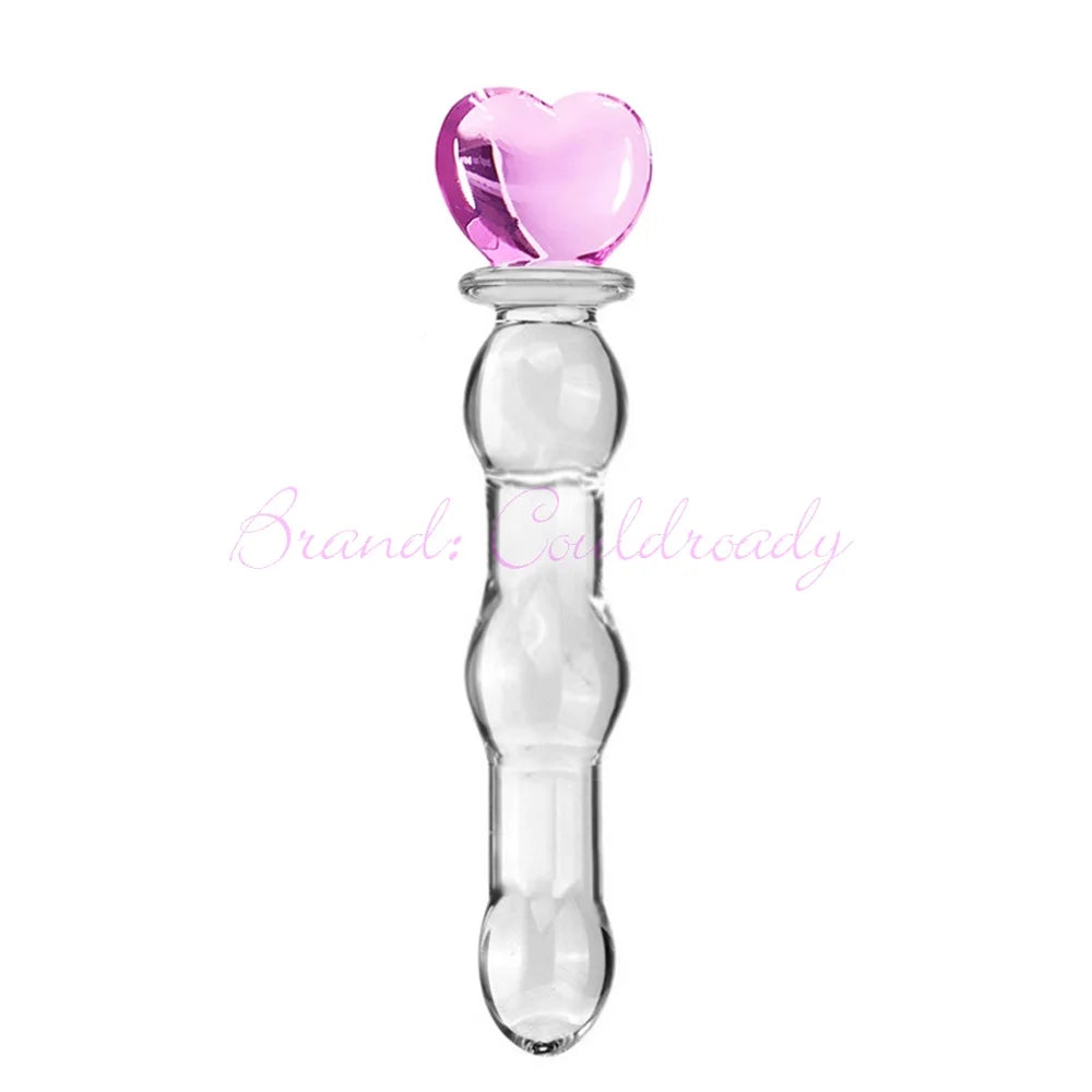 Beaded Pyrex Glass Massager with Curved Shaft