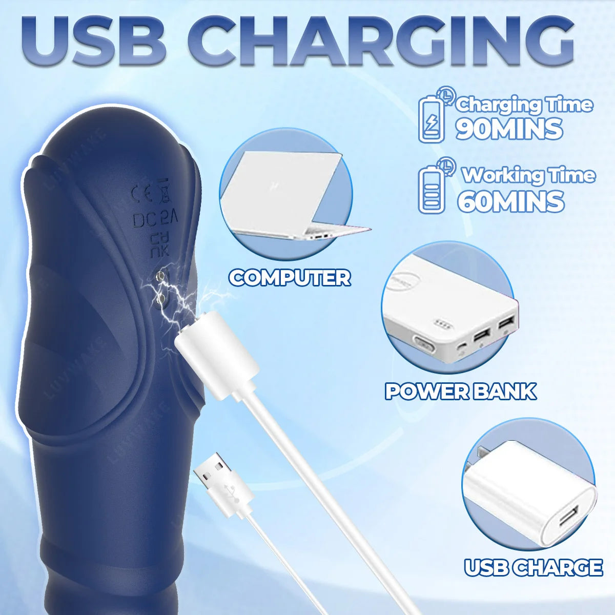 3-Mode Telescopic Vibrating Massager with 10 Frequencies