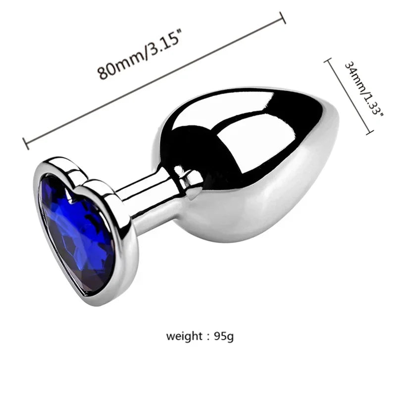 Stainless Steel Plug Set with Heart-Shaped Crystal Base