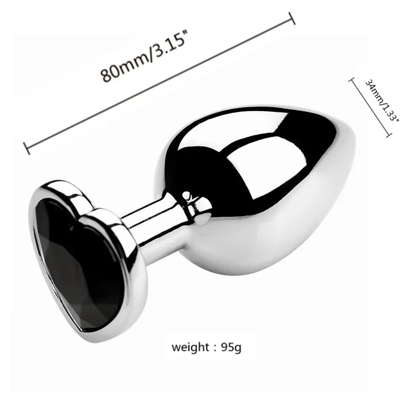 Stainless Steel Plug Set with Heart-Shaped Crystal Base