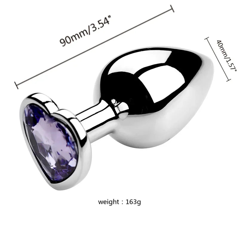 Stainless Steel Plug Set with Heart-Shaped Crystal Base