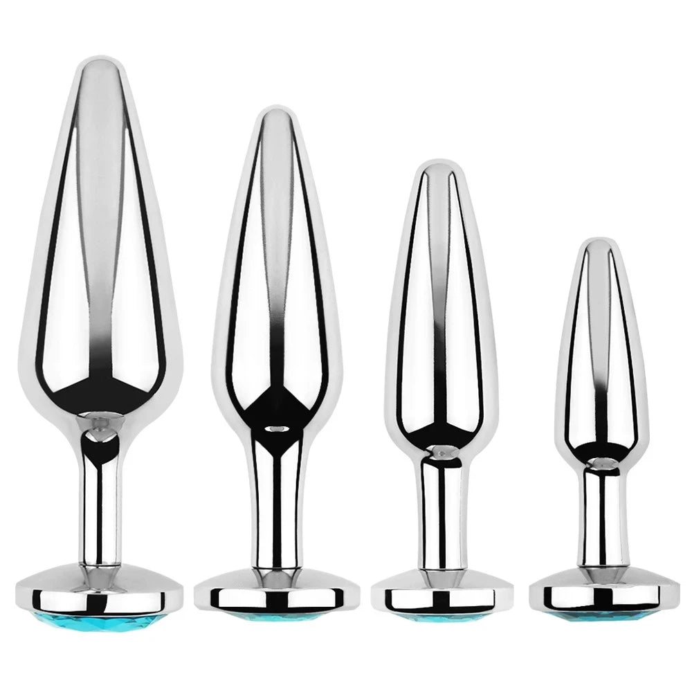 Stainless Steel Plug Set with Crystal Flared Bases