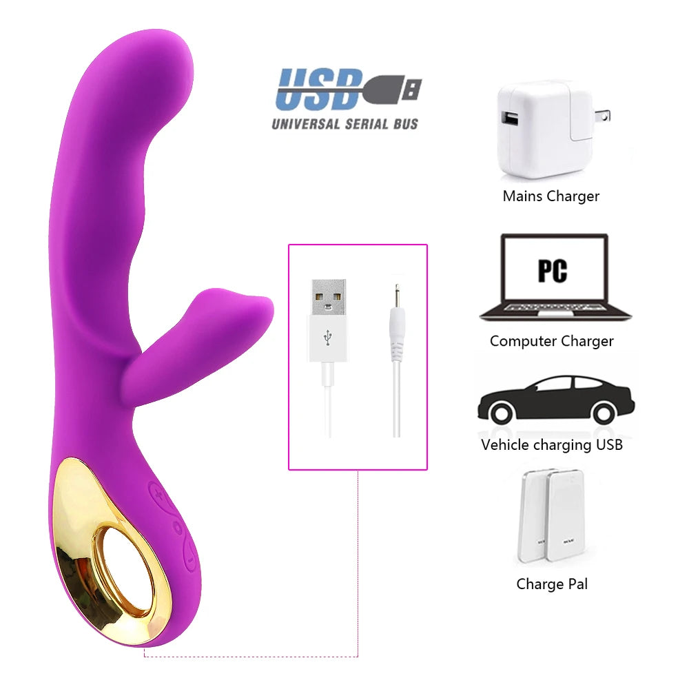Dual-Motor Rabbit Massager with Curved Design
